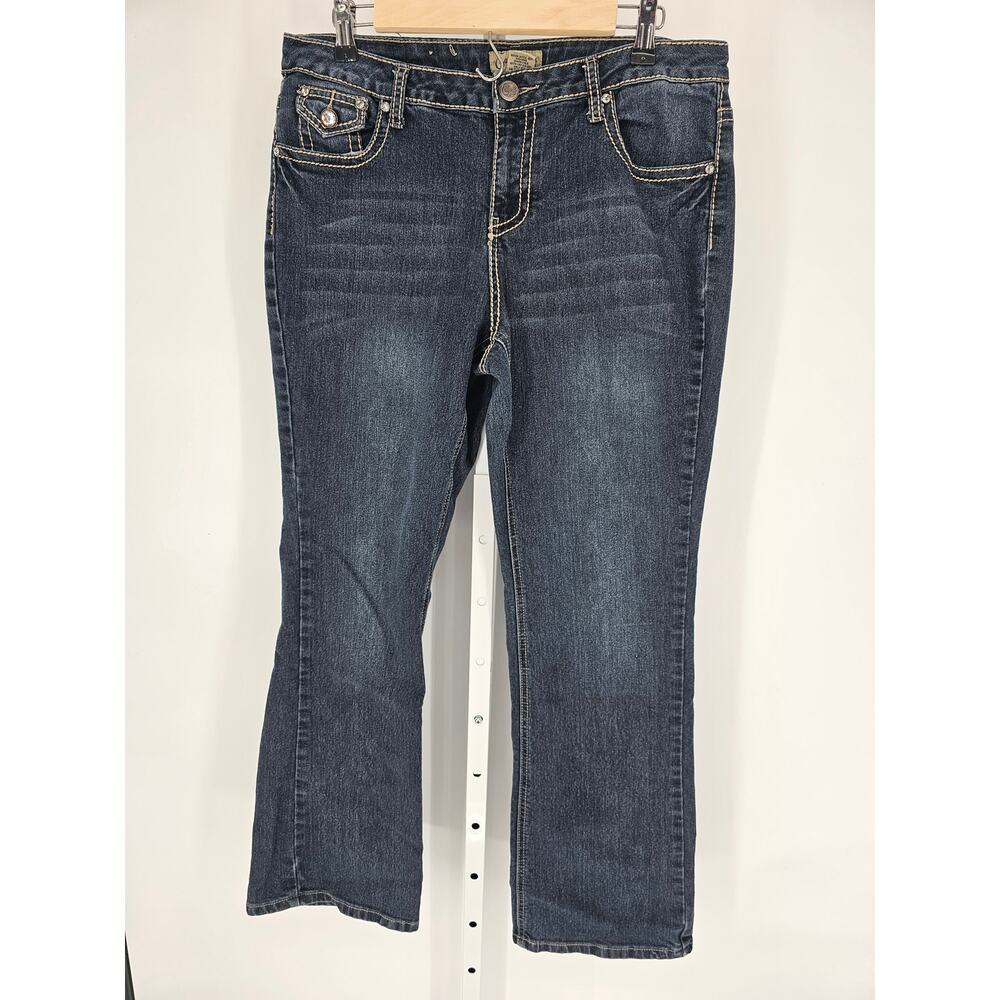 Earl Jean Women's Blue Skinny Blended Fiber Designed Pocket Jeans Size 12